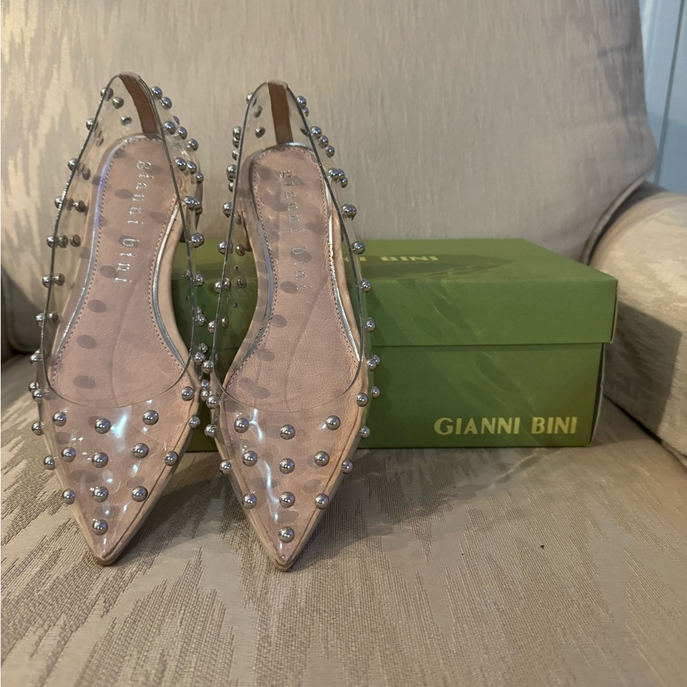 Gianni Bini Clear Studded Pointed Toe Flats -5